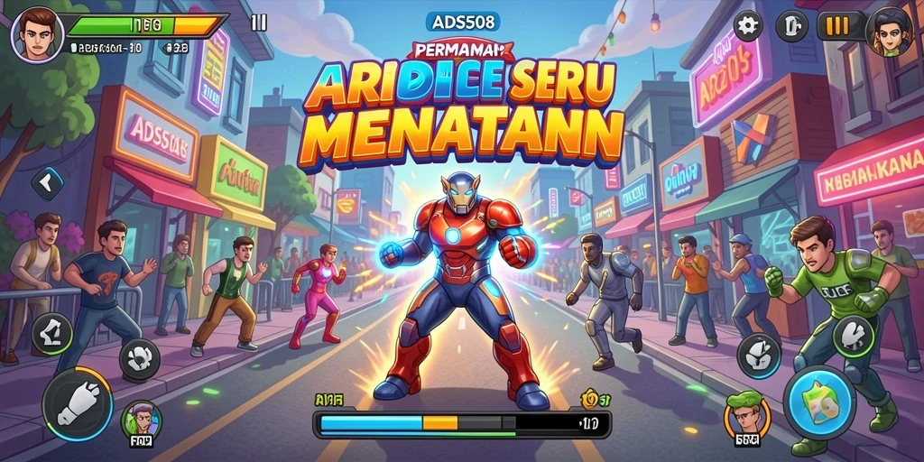 Tangkapan layar gameplay utama ADS508 menampilkan suasana Arcade yang seru.