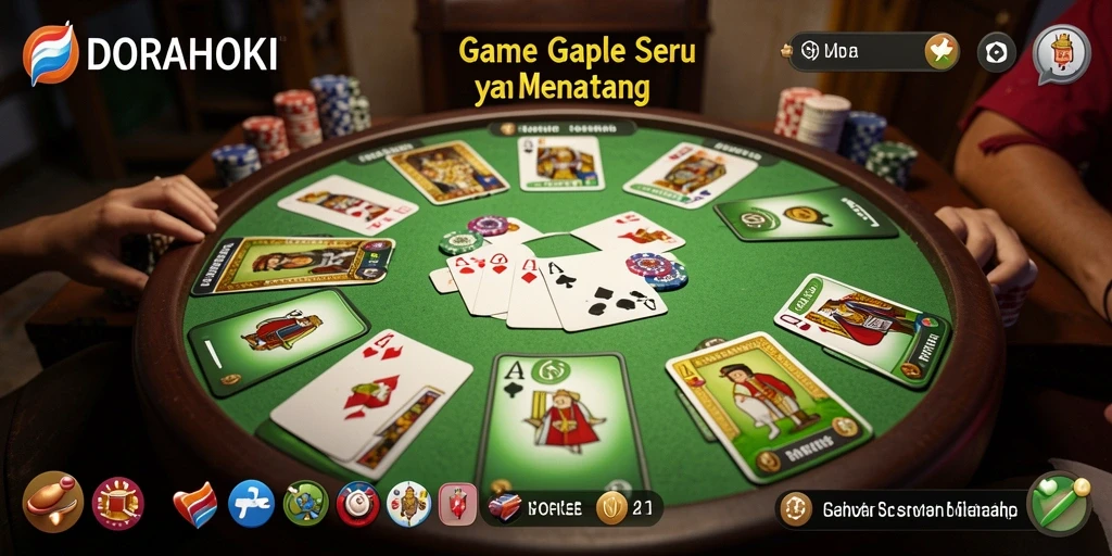 Tampilan gameplay DORAHOKI yang seru dan interaktif dalam permainan Gaple.