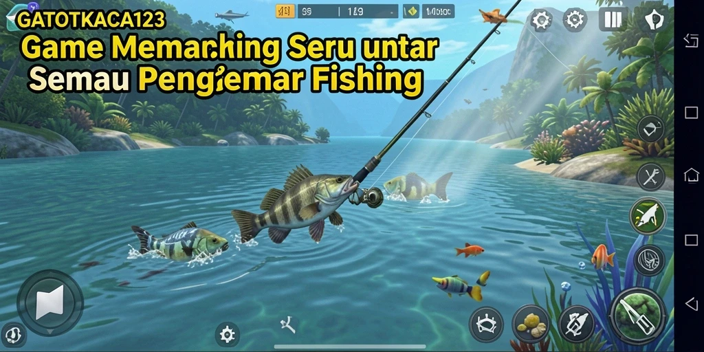 Tampilan gameplay menarik dari GATOTKACA123 dengan berbagai jenis ikan yang menunggu untuk ditangkap.