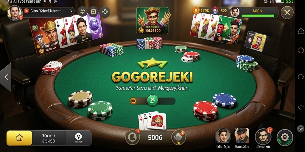 Screenshot gameplay GOGOREJEKI yang menunjukkan aksi permainan poker.