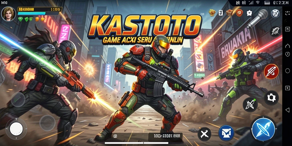 Tangkapan layar utama KASTOTO menampilkan aksi seru dalam gameplay.
